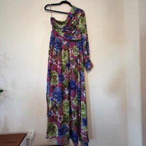 ChicMe Vibrant Floral Maxi Dress in Purple, Pink, and Blue